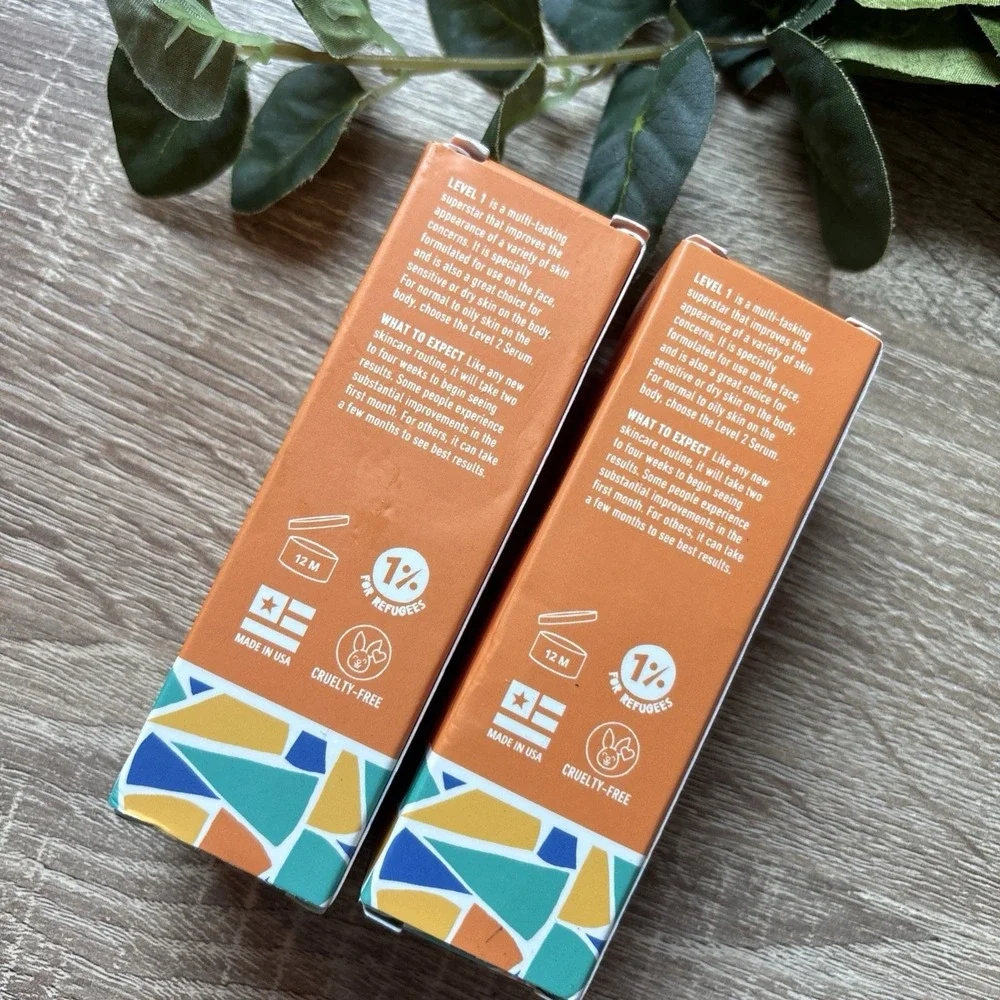 LOT OF 2 ALMOND CLEAR Exfoliating Serum for Face & Body Level 1- 1oz. New